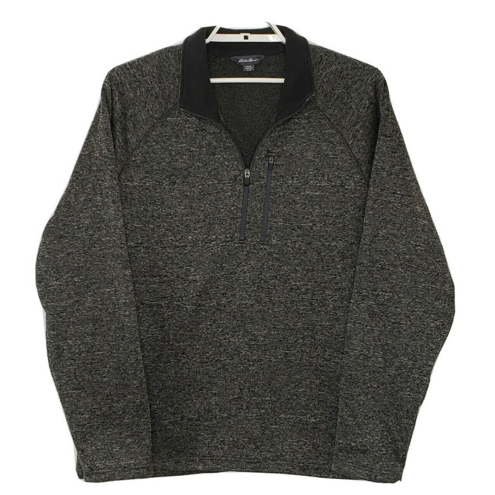 Eddie Bauer Men's Jacket XL‎ Heathered Gray 1/4 Zip Fleece Lined Pullover